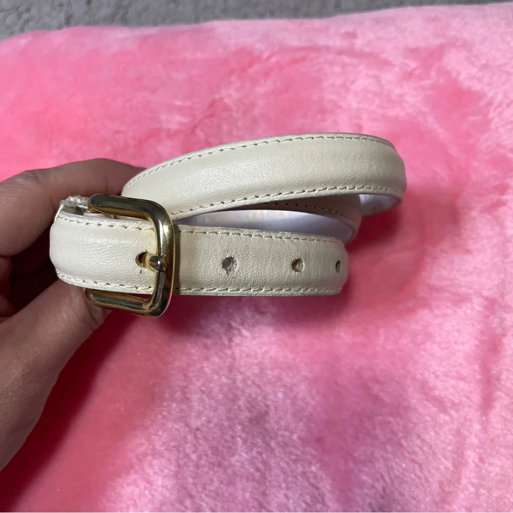 Vintage Skinny‎ White Leather Belt